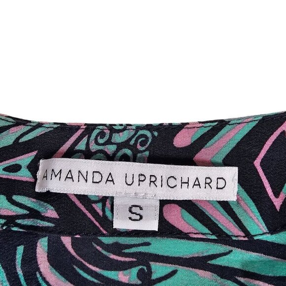 Amanda Uprichard Silk Abstract Paisley‎ Tunic Top 3/4 Sleeve Split Neck Small - Picture 9 of 11